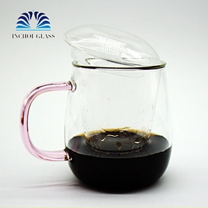 large with the handle coffee glass cup/tea glass cup with glass lid