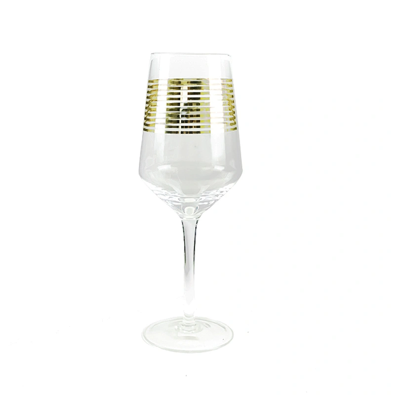 Gold Stripes Red Liquor Goblet Wine Glass Cup
