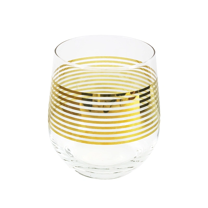 Golden Series Horizontal Stripes Art Whisky Wine Glass