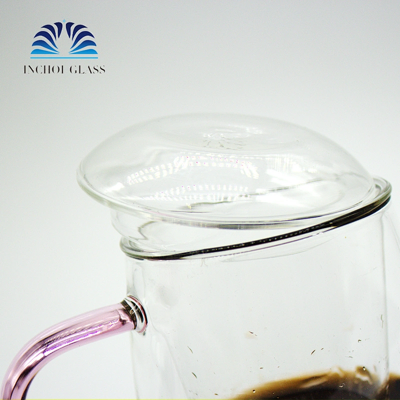 large with the handle coffee glass cup/tea glass cup with glass lid