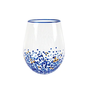 Blue Vertical Bar Hand-painted Color Points Red Glass Wine