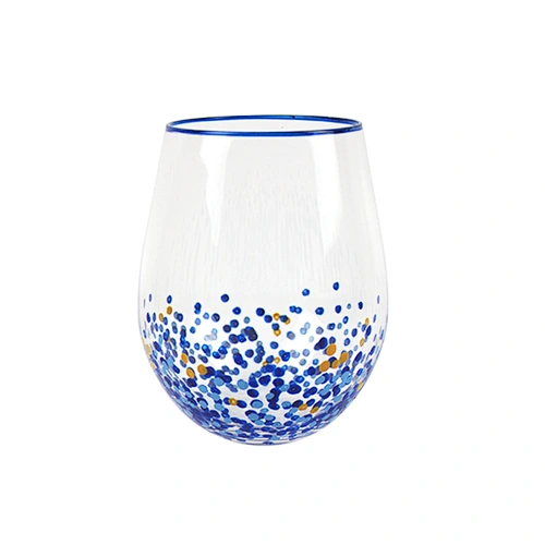 Blue Vertical Bar Hand-painted Color Points Red Glass Wine