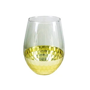 2019 Amazon Hot Sales Honeycomb Electroplating Gold Stemless Wine Glass