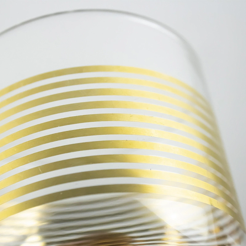 Drinking Water Electroplated Golden stripe Wine  Glass Cup For Dinner