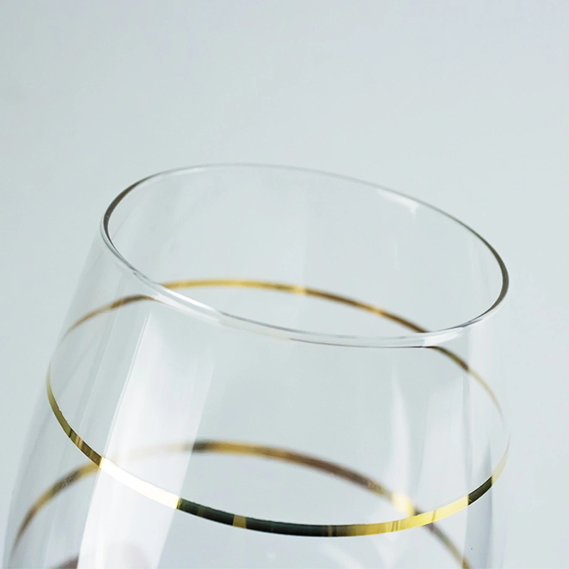 Logo Custom Handmade Hammered Eye Grain Golden Rim Glass Cup Lead-free Crystal whisky glass Drinking Glass