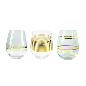 High Quality Household Delicate Golden Line Grain Red Wine Whisky Glass Set