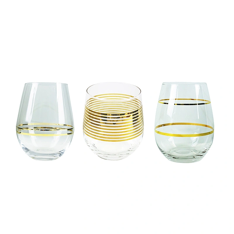 High Quality Household Delicate Golden Line Grain Red Wine Whisky Glass Set