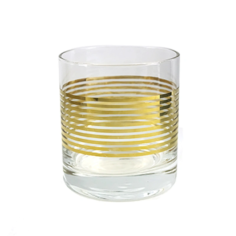 Drinking Water Electroplated Golden stripe Wine  Glass Cup For Dinner