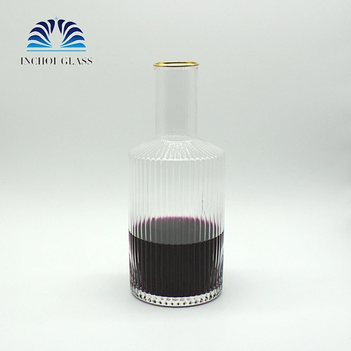 Golden Pattern Vertical Stripes Phnom Penh Glass Bottle Red Wine Decanter