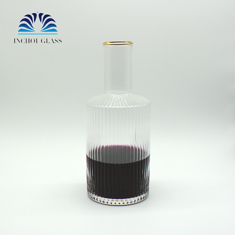 Golden Pattern Vertical Stripes Phnom Penh Glass Bottle Red Wine Decanter