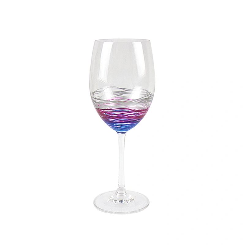 Art and New Design Purple Horizontal Stripe Color Glass Goblet