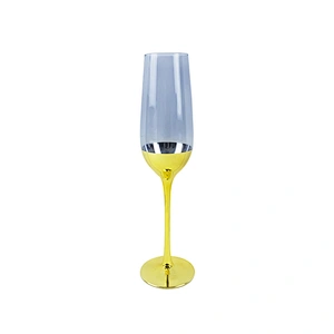 2019 Factory Direct Sale Golden Gold Bar Bule Colored Crystal Wine Glassware