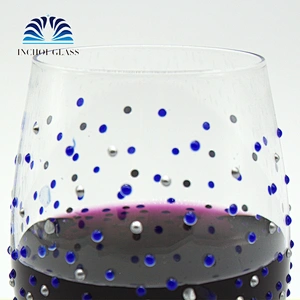 High Quality Clear Blue Spots Red wine Glass Beer Glass