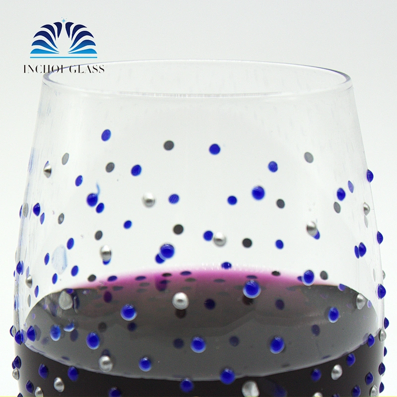 High Quality Clear Blue Spots Red wine Glass Beer Glass