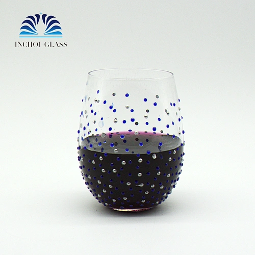 High Quality Clear Blue Spots Red wine Glass Beer Glass