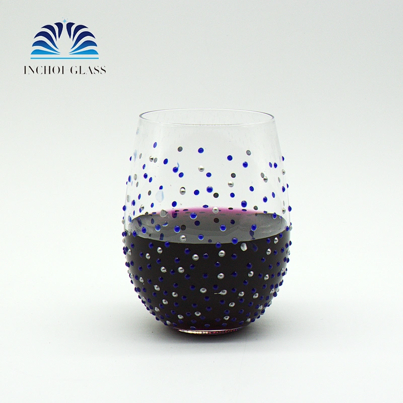 High Quality Clear Blue Spots Red wine Glass Beer Glass