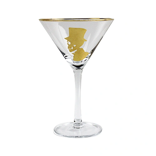 2019 New Cool Design Gold Skull Pattern Clear Mattie Glass/Cocktail Glass