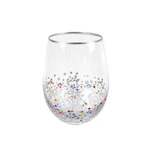 Silver Gray Edge Colored Lines Hand-painted Color Points Red Glass Wine