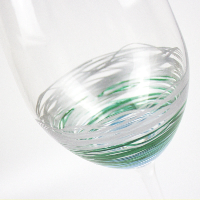 Green Art Design Hand-painted Decorative Pattern Red Wine Glass Goblet