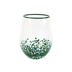 Green Colored Lines Hand-painted Color Points Red Glass Wine