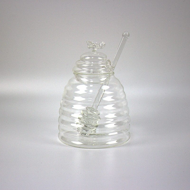 Cute Design Honey Crystal Clear Bee Shape Glass Storage Jar