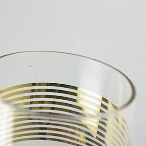 Gold Stripes Red Liquor Goblet Wine Glass Cup