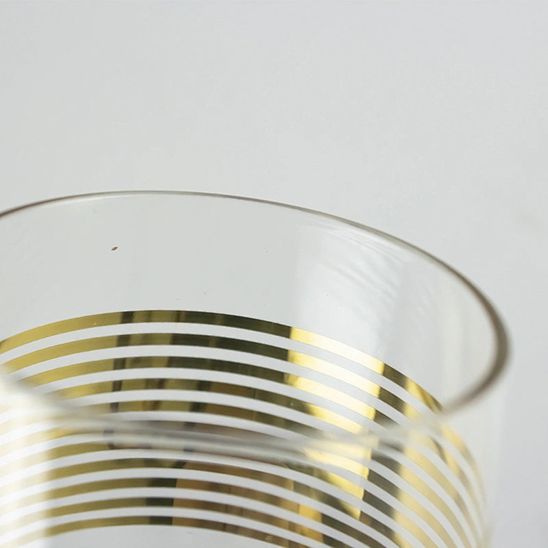 Gold Stripes Red Liquor Goblet Wine Glass Cup