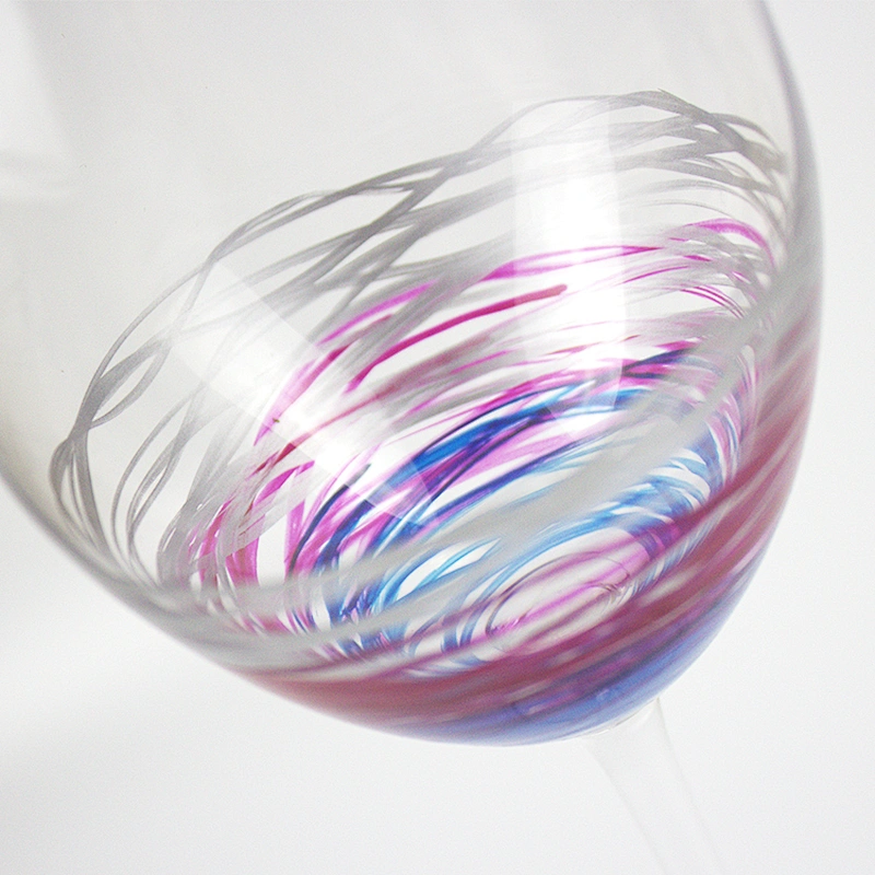 Art and New Design Purple Horizontal Stripe Color Glass Goblet
