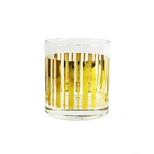 Gold Design whisky Vertical Stripes Wine  Glass Cup