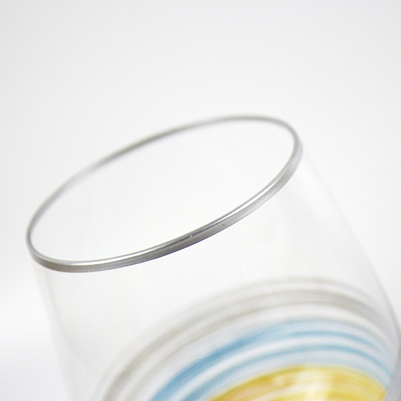 Blue-gray Yellow Vertical Bar Hand-painted Color Points Drink Cup Red Glass Wine