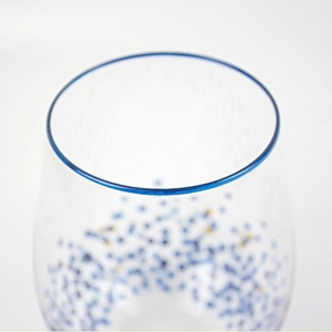 Blue Vertical Bar Hand-painted Color Points Red Glass Wine