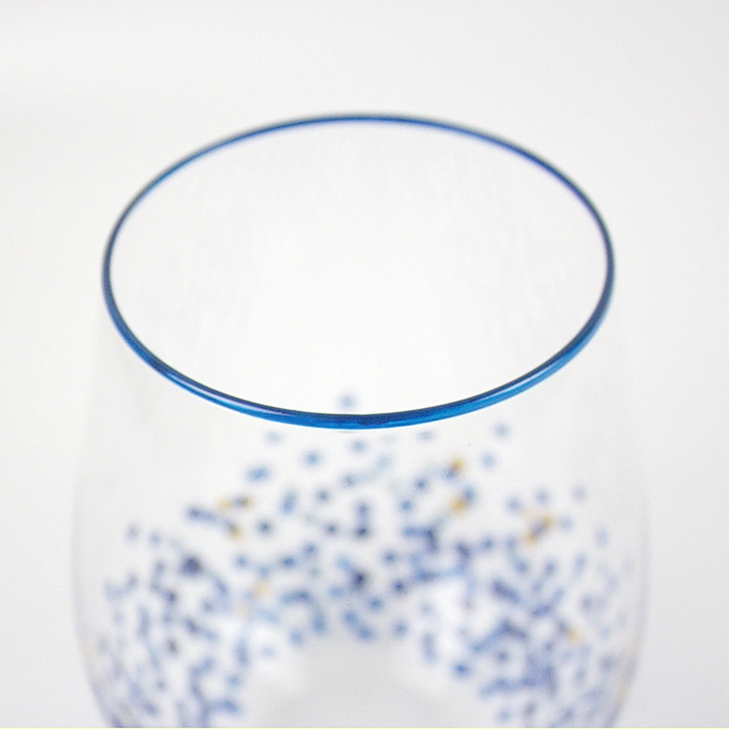 Blue Vertical Bar Hand-painted Color Points Red Glass Wine
