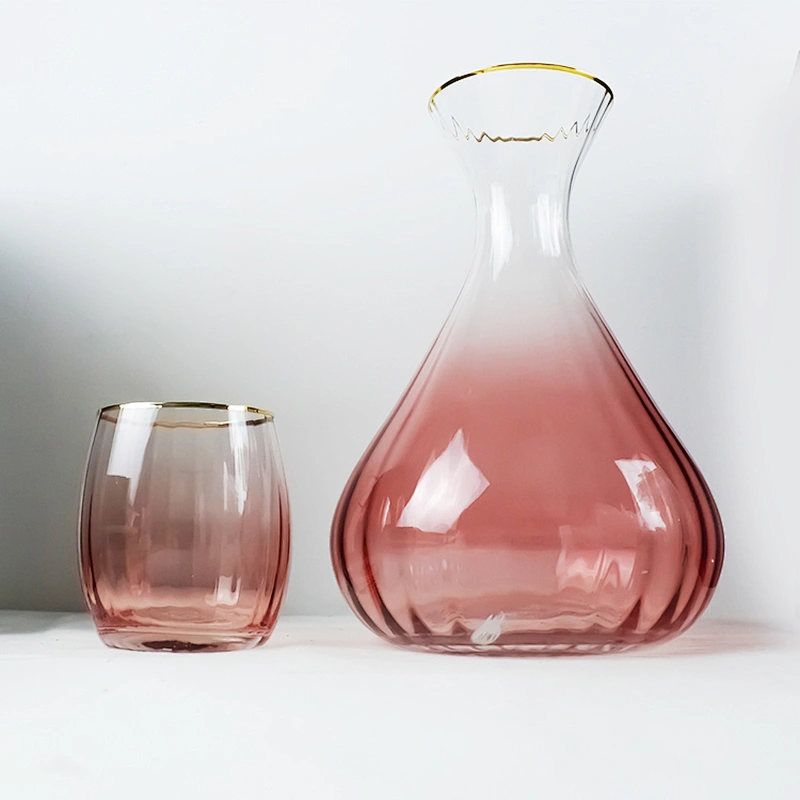 Pink Gradient Phnom Penh Lead-free Crystal Red Wine Decanter