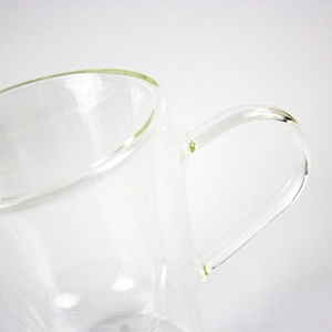 Double Deck Clear Crystal Glass With Handle Coffee Mug Tea Cup