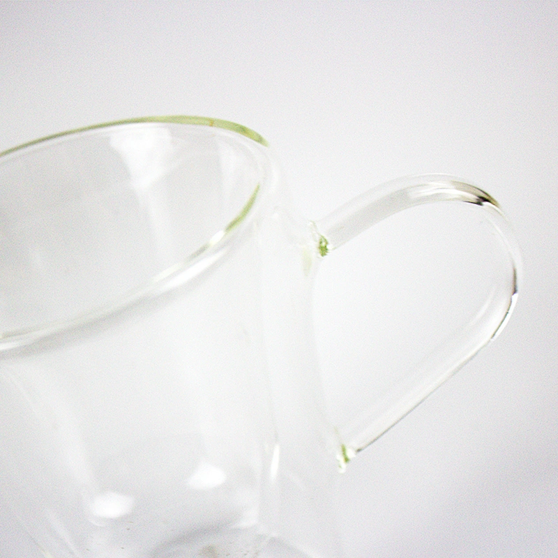 Double Deck Clear Crystal Glass With Handle Coffee Mug Tea Cup