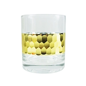 New Design Clear Golden Grain Sticker Decal Cup Honeycomb Whisky Glass