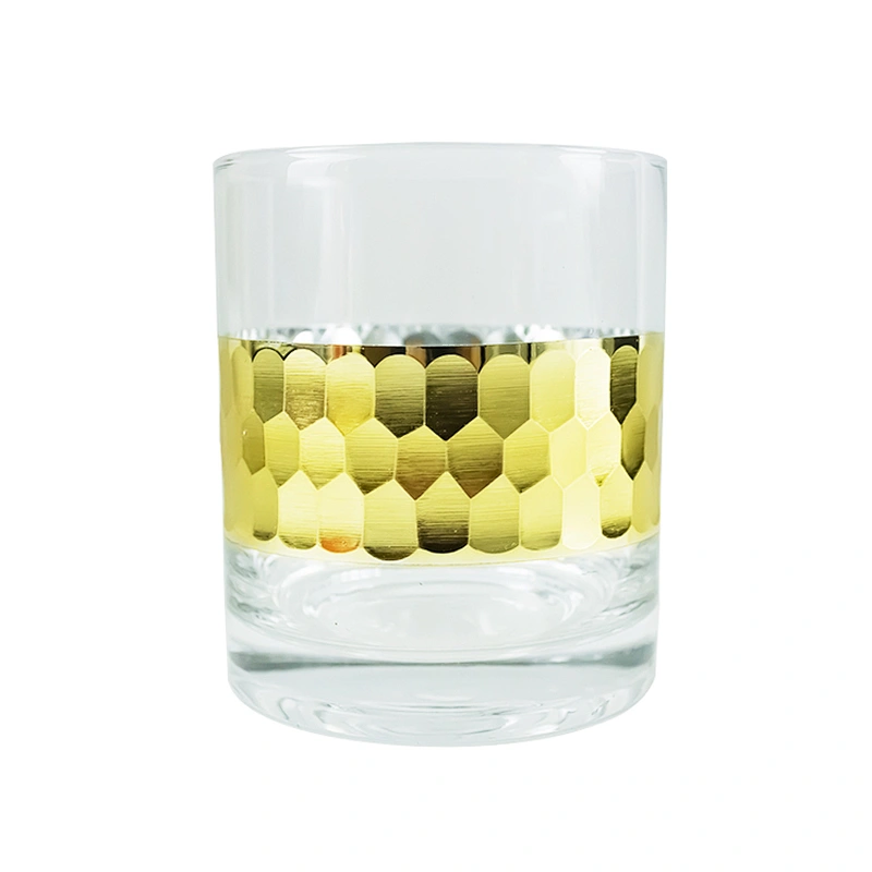 New Design Clear Golden Grain Sticker Decal Cup Honeycomb Whisky Glass