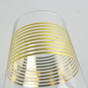 Gold Stripes Red Liquor Goblet Wine Glass Cup