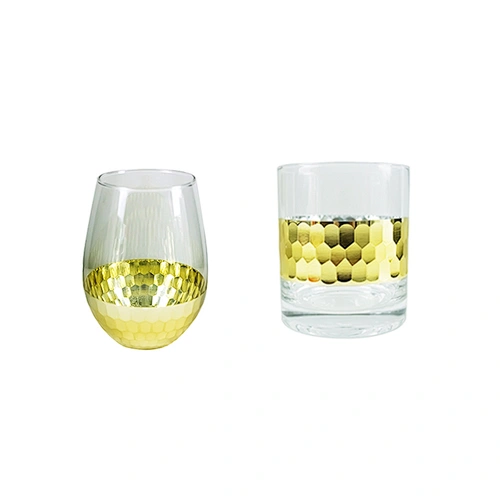 Amazon's Selling Golden Cellular Decorative Drink Water Beer Glass Set