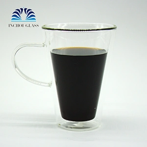 INCHOI Coffee or tea mugs Double wall Glassware 12 ozbellagio tumbler with handle glass cup