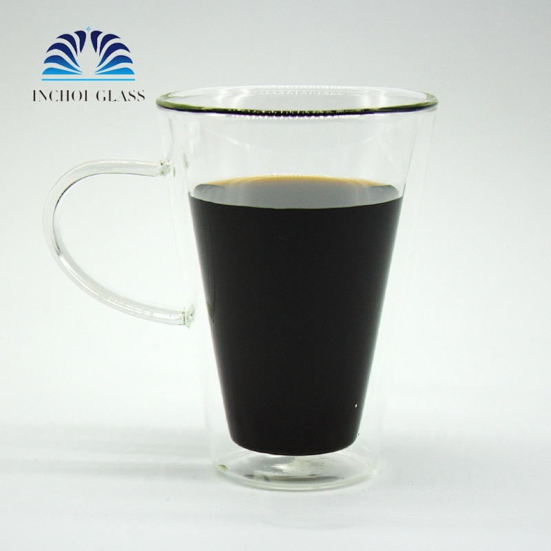 INCHOI Coffee or tea mugs Double wall Glassware 12 ozbellagio tumbler with handle glass cup