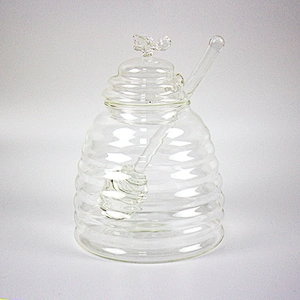 Cute Design Honey Crystal Clear Bee Shape Glass Storage Jar