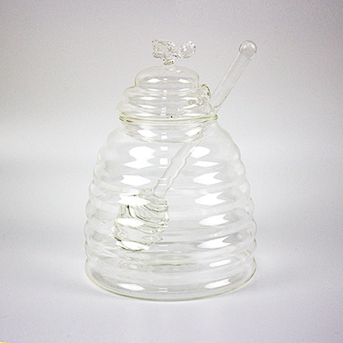 Cute Design Honey Crystal Clear Bee Shape Glass Storage Jar
