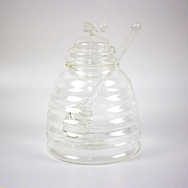 Cute Design Honey Crystal Clear Bee Shape Glass Storage Jar