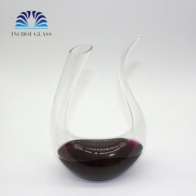 500ml 100% Hand Blown Lead-free U Swan Shape Wine Glass Decanter for Wedding