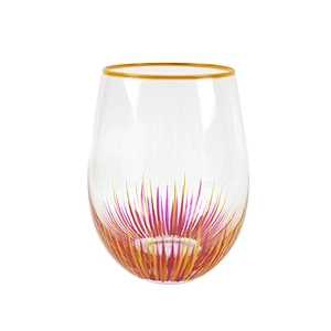 Wholesale Custom-made Red Color Vertical Bar Hand-painted Color Points Red Glass Wine