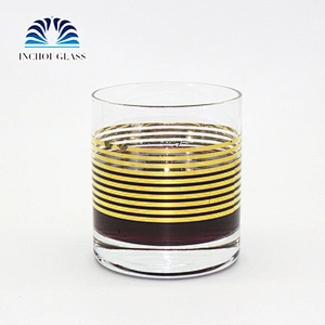 Drinking Water Electroplated Golden stripe Wine  Glass Cup For Dinner