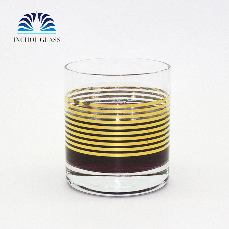 Drinking Water Electroplated Golden stripe Wine  Glass Cup For Dinner