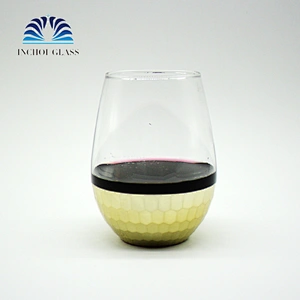 2019 Amazon Hot Sales Honeycomb Electroplating Gold Stemless Wine Glass