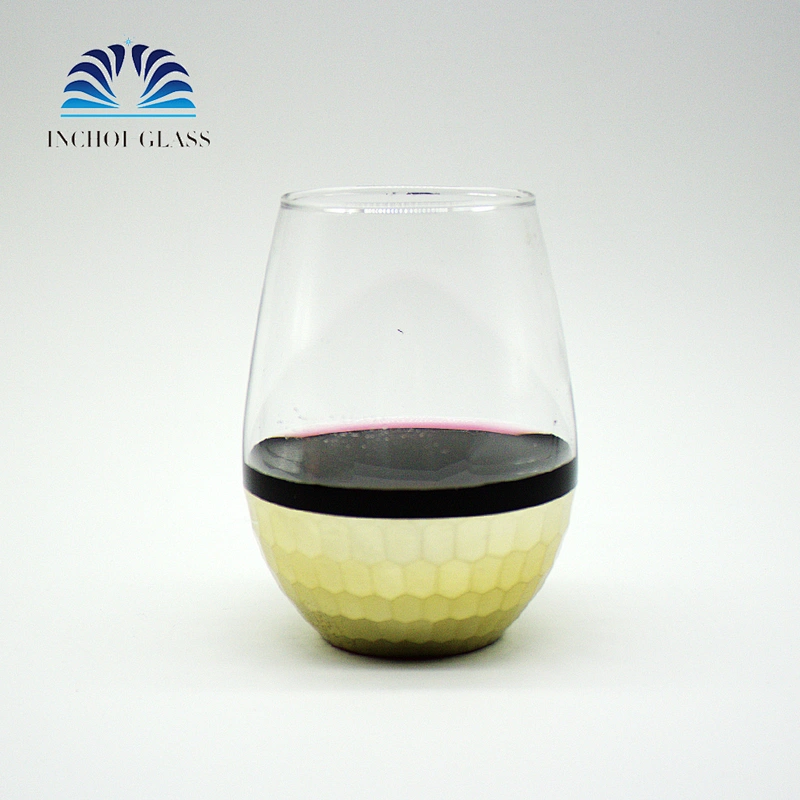 2019 Amazon Hot Sales Honeycomb Electroplating Gold Stemless Wine Glass